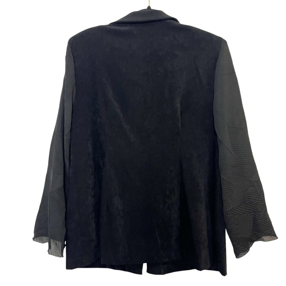 Russell Kemp Black Faux Seude Blazer Jacket Womens Textured‎ Semi Sheer Sleeve - Picture 3 of 10